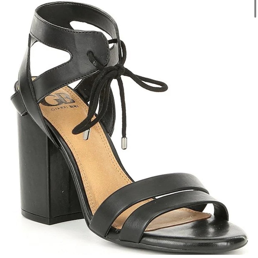 GB Gianni Bini After-Hours Strappy black Leather Family Matching Sandals 9.5 New